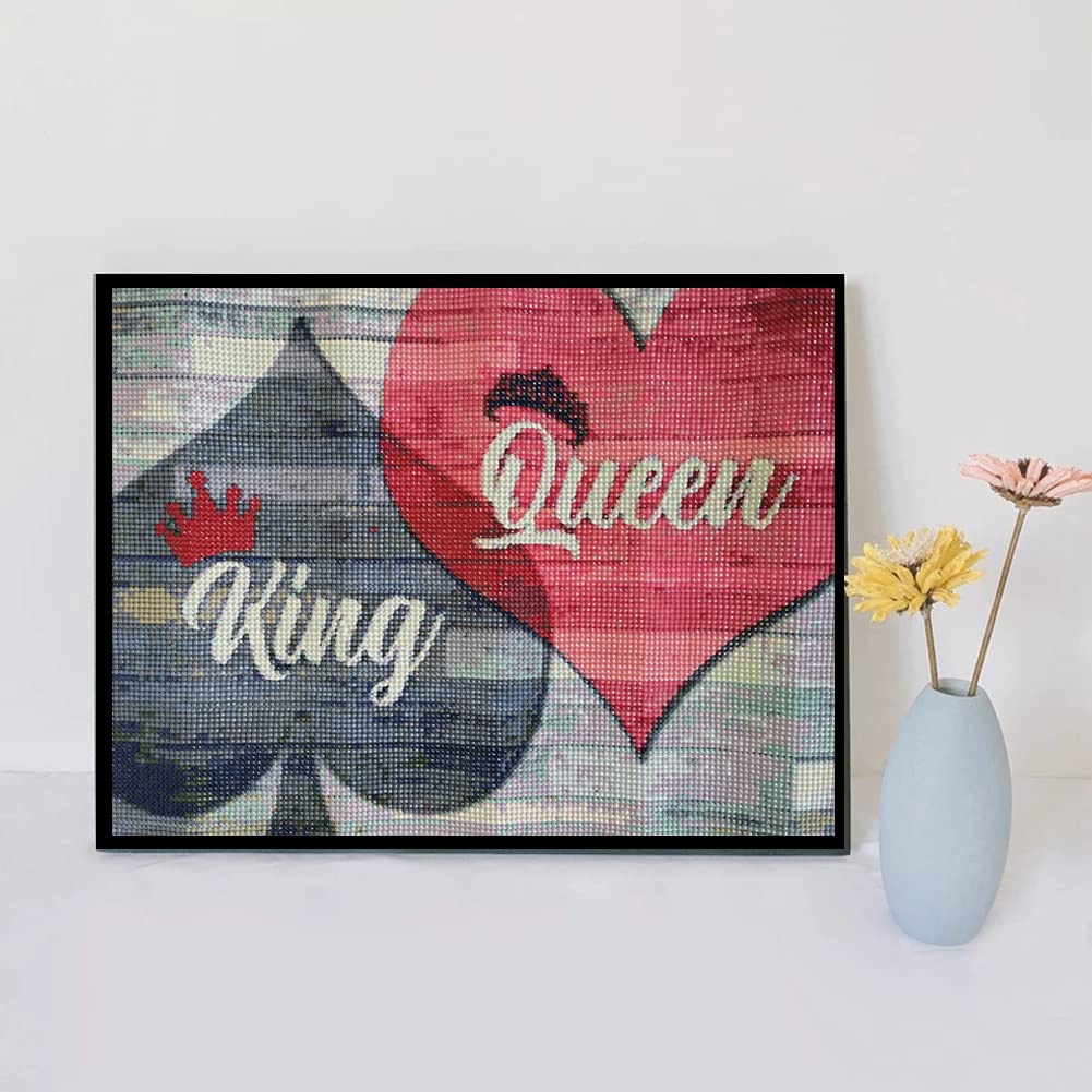PDSLAIKE King Queen Diamond Painting Kits- DIY Diamond Art Kit Couple Wedding Bedroom Home Decor 15.7x11.8in PDSLAIKE