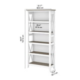 Bush Business Furniture Key West 5-Shelf Bookcase in Shiplap Gray and Pure White Bush Business Furniture