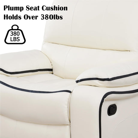 Caberryne Leather Recliner Sofa Set,Leather Living Room Furniture Set with Storage Console/Cup Holders,Reclining Sofa Set for House/Home Theater(Sofa&Loveseat 2 Pieces，White) Caberryne