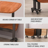 Rukulin Multifunction Table Drop Leaf Dining Table - 47" Solid Wooden Foldable Kitchen Table with 6 Wheels (Brown) Rukulin