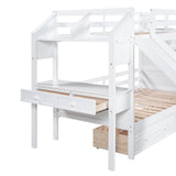 Harper & Bright Designs Bunk Bed with Stairs & Slide, Wood Twin Over Twin Bunk Bed with Desk and Shelves,Bunk Bed Twin Over Twin Size with Storage Drawers for Kids Teens Girls Boys, White Harper & Bright Designs