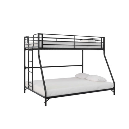 DHP Daven Quick-Assembly Twin-Over-Full Metal Bunk Bed with Ladder and Guardrails, Black - WoodArtSupply