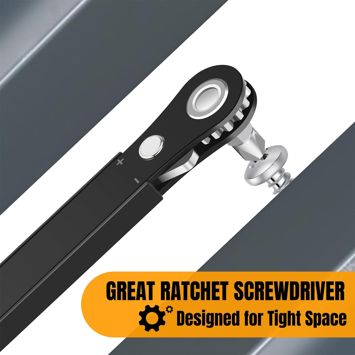 Ratcheting Screwdriver Men Gifts-Right Angle Screwdriver 90 Degree Offset Screwdriver Bit Set Low Profile Pocket Screwdriver For Tight Space Cool Gadget EDC Gear Gift For Men Him Dad Husband  - WoodArtSupply