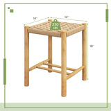 Giantex Wood Stools Set of 2, 18" Tall Boho Backless Stool Chairs with Rubber Wood Legs, Max Load 330 Lbs, Armless Wicker Stools for Kitchen Dining Room Indoor Outdoor Giantex