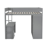 Harper & Bright Designs Gray Full Size Loft Bed with Integrated Desk and Wardrobes Harper & Bright Designs