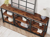 Tribesigns Extra Long Console Table, 70.9 inch Narrow Sofa Tables with 3 Tier Wood Storage Shelves Industrial Metal Frame for Entryway Hallway Living Room Behind Couch, Rustic Brown Black Tribesigns