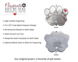 Pet Memorial Wind Chime - 18" Metal Casted Pawprint Wind Chime - A Beautiful Remembrance Gift for a Grieving Pet Owner - Includes Pawprints Left by You Poem Card Pawprints Left by You Memorial Gifts