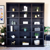 BOWERY HILL 84" Tall 18-Shelf Triple Wide Wood Bookcase in Chocolate Espresso BOWERY HILL