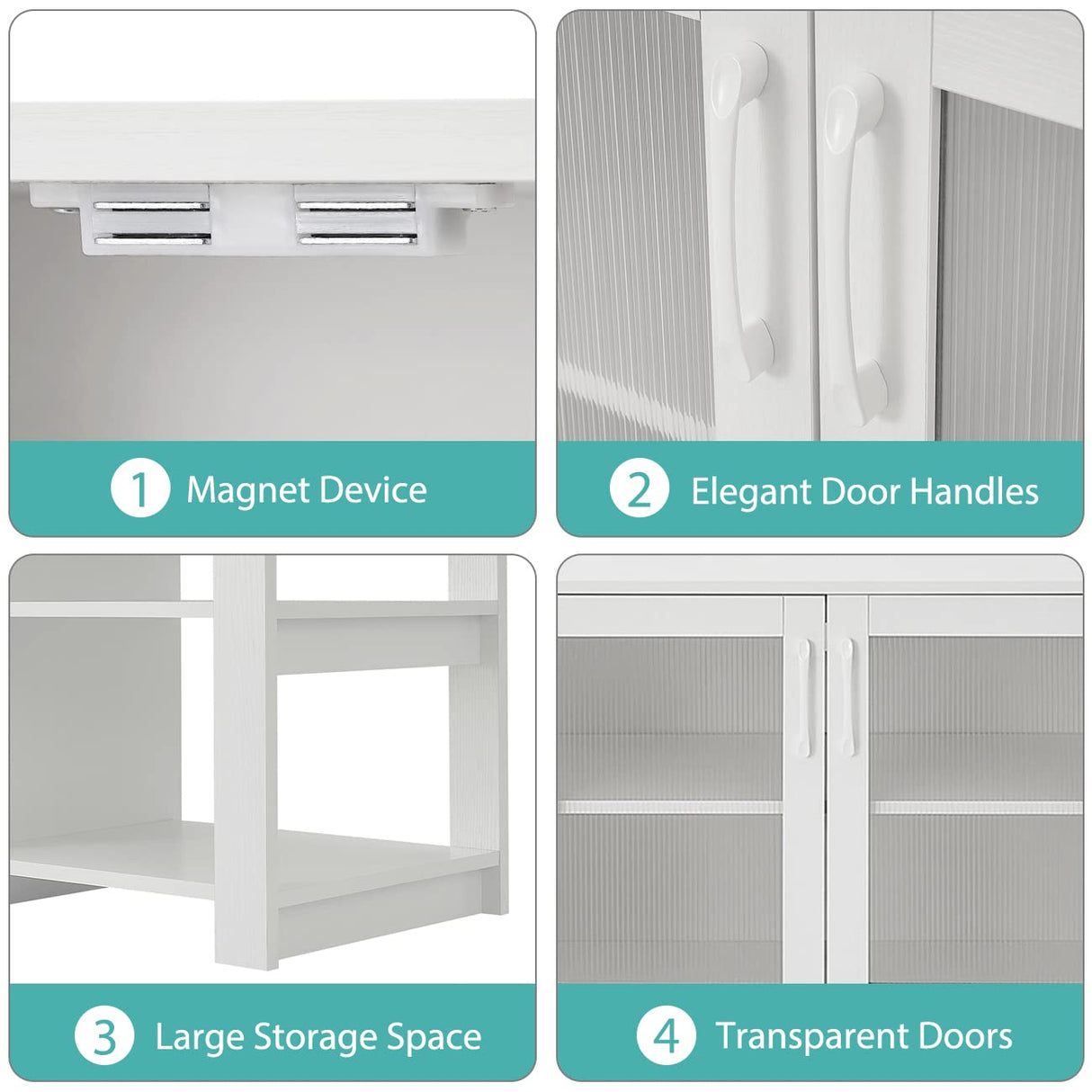 Panana 2 Doors TV Stand Television Stands Cabinet 4 Open Cubby Storage for Living Room for TVs up to 70 Inches (White) Panana