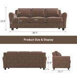 Bonzy Home 3 Seater Couch for Living Room, 80.7" Brown Sofa Couch, Modern Comfy Couch with Thick Cushion for Living Room Apartment Office Bonzy Home