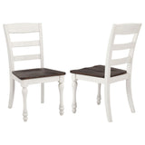 Coaster Home Furnishings - Madelyn - Wood - Set of 2 Farmhouse Dining Side Chairs with Ladder Backs, Saddles, Scooped Seats and Turned Legs - Dining Room - Coastal White and Dark Cocoa - 110382 Coaster Fine Furniture
