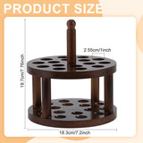 FINGERINSPIRE Wooden Crochet Hooks Holder 7.2x7.75inch Crochet Hooks Crafts Organizer With 16 Holes Coconut Brown Pine Wood Knitting Cases Sewing Supplies Storage for Knitting FINGERINSPIRE