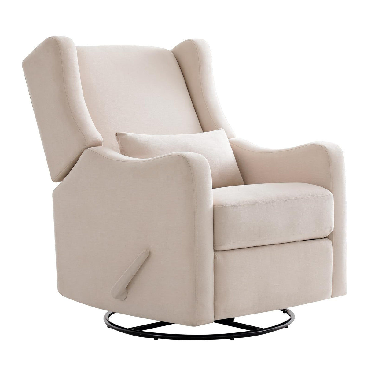 Harkawon Wingback Glider Rocking Recliner, Swivel Rocker Recliner Chair, Nursery Rocking Chair, Fabric Chair with Lumber Support, High Back, Deep Seat, for Living Room, Bedroom, Beige Harkawon