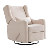 Harkawon Wingback Glider Rocking Recliner, Swivel Rocker Recliner Chair, Nursery Rocking Chair, Fabric Chair with Lumber Support, High Back, Deep Seat, for Living Room, Bedroom, Beige Harkawon
