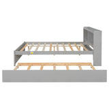 Harper & Bright Designs Full Size Bed Frame with Trundle, Full Size Platform Bed with Twin Trundle Under, Grey Harper & Bright Designs