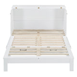 P PURLOVE Full Murphy Bed with Large Drawers, Wood Cabinet Bed with USB Port, No Box Spring Needed, Easy Assembly (White) P PURLOVE