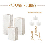 MelonBoat Rustic Flameless LED Candles 3-Pack, Battery Operated Candles with Wooden Candle Holders, White Rustic Farmhouse Decor, Farmhouse Candle Holder for Valentines Holiday Party Home Decor MelonBoat