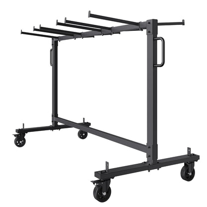 VEVOR Folding Table and Chair Cart, Heavy Duty Metal Folding Chair Rack with PVC Locking Wheels for 42 Folding Chairs, 265 Lbs Capacity Chair Rack with 4 Casters, 2 Elastic Cords, Cover, Matte Black