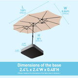 Caprihom 15ft Patio Umbrella with Base Included, Double Sided Outdoor Large Rectangular Patio Umbrella with Crank Handle, for Lawn Garden, Khaki Caprihom
