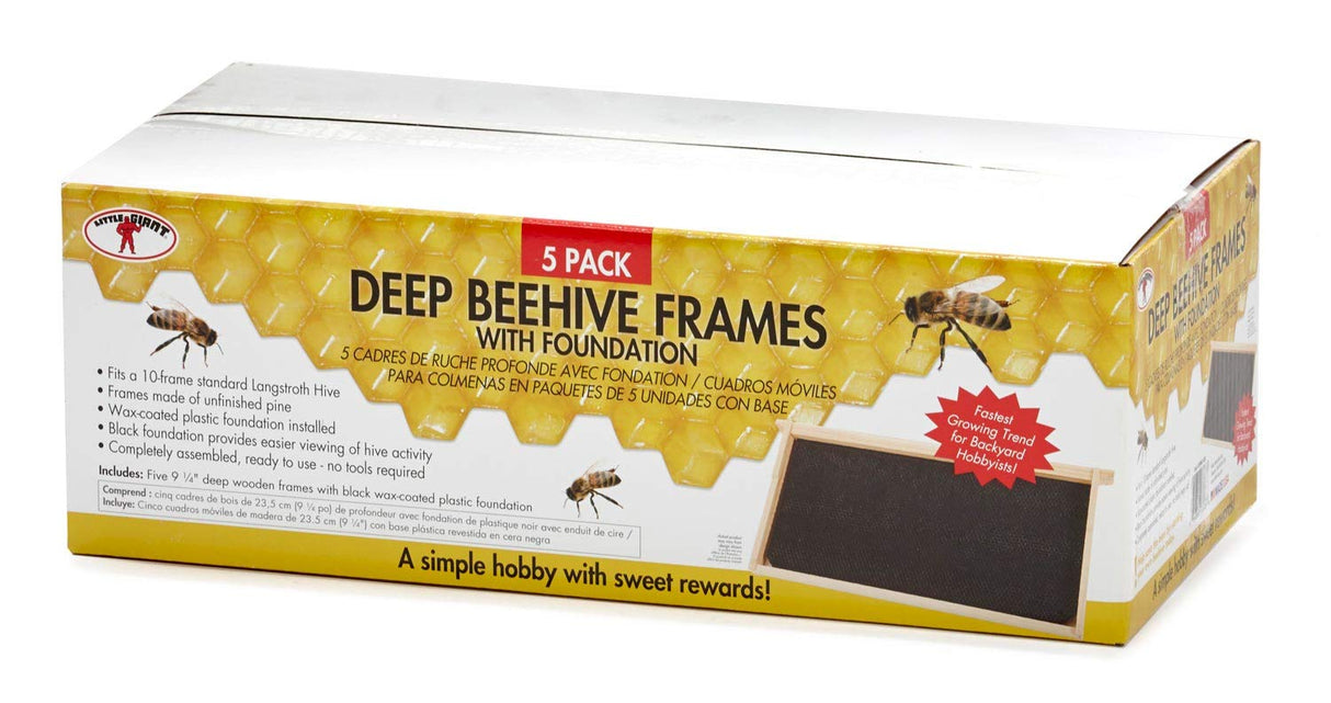 Little Giant Deep Hive Frame Black Deep Beehive Frames for Beekeeping (5-Pack) (Item No. DFRBLACK) Little Giant