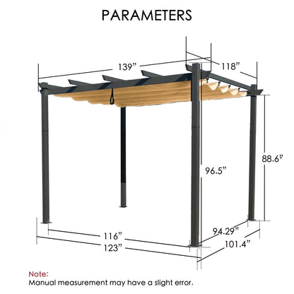 Kozyard Morgan Outdoor Retractable Pergola with Sun Shade Canopy Patio Aluminum Pergola Shelter for Backyard Deck Garden Modern Metal Grill Gazebo (10' x 12', Beige) - WoodArtSupply