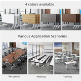 Conference Table, Folding Conference Room Tables with Flip-Top Design, Mobile Seminars Dynamic Meetings Training Tables for Offices, Classrooms, and Meeting Room (Gray, 47.2×15.7×29.5in) Mxespoir