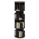 EROMMY Rotating Bookshelf, 4 Tier Spinning Bookshelf Tower, 360° Display Corner Round Bookcase for Small Space, Vertical Wood Narrow Book Shelf Organizer for Bedroom, Living Room, Black EROMMY