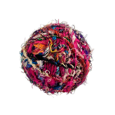 KNITSILK Recycled Sari Silk Yarn – 1 x 100g Multicolour Unique Bulky Yarn Ball, 80+ Yards | Eco-Friendly Handmade Fiber for Knitting, Crochet, Weaving, Crafts, and DIY Projects. Knitsilk