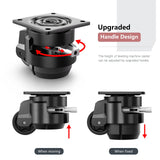 ANDUTEES Leveling Casters Heavy Duty with Upgraded Ratchet Handle Design, Adjustable Retractable Casters Set of 4, Swivel Industrial Castor Wheels for Workbench (80F, 4400 Lbs Capacity, Black) ANDUTEES