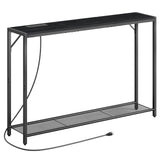MAHANCRIS Sofa Table with Power Outlet, 43.7" Console Table with USB Ports, Behind Couch Table, Entryway Table for Living Room, Entryway, Foyer, Metal Frame, Adjustable Feet, Black CTHB11E01 MAHANCRIS
