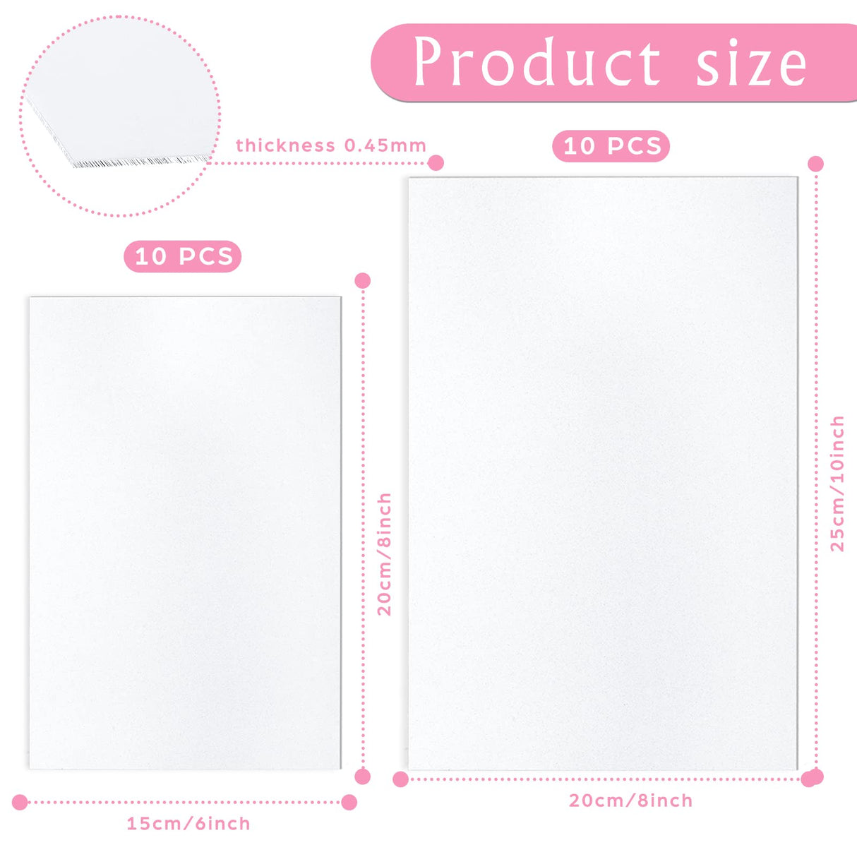 20 Pcs Aluminum Sublimation Blanks Heat Press Metal Photo Blanks DIY Blank Metal Sign White Sublimation Canvas Sublimation Metal Blanks for Room Wall Office Decor Decorative (6 x 8 Inch, 8 x 10 Inch) LEIFIDE