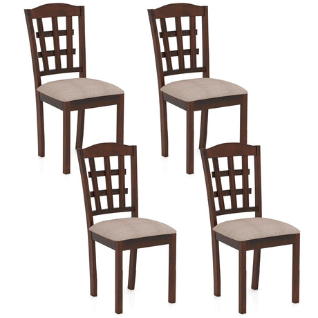 GOFLAME Wooden Dining Chairs Set of 4, Farmhouse Kitchen Side Chairs with Padded Seat & Ergonomic Backrest, Upholstered Dinnete Chairs with Rubber Wood Frame for Dining Room, Restaurant GOFLAME