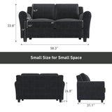 Bonzy Home 58" Black Loveseat Sofa Couch for Living Room, 2 Seater Love Seat for Small Spaces, Modern Couches with Thick Cushion for Home Apartment Office Bonzy Home