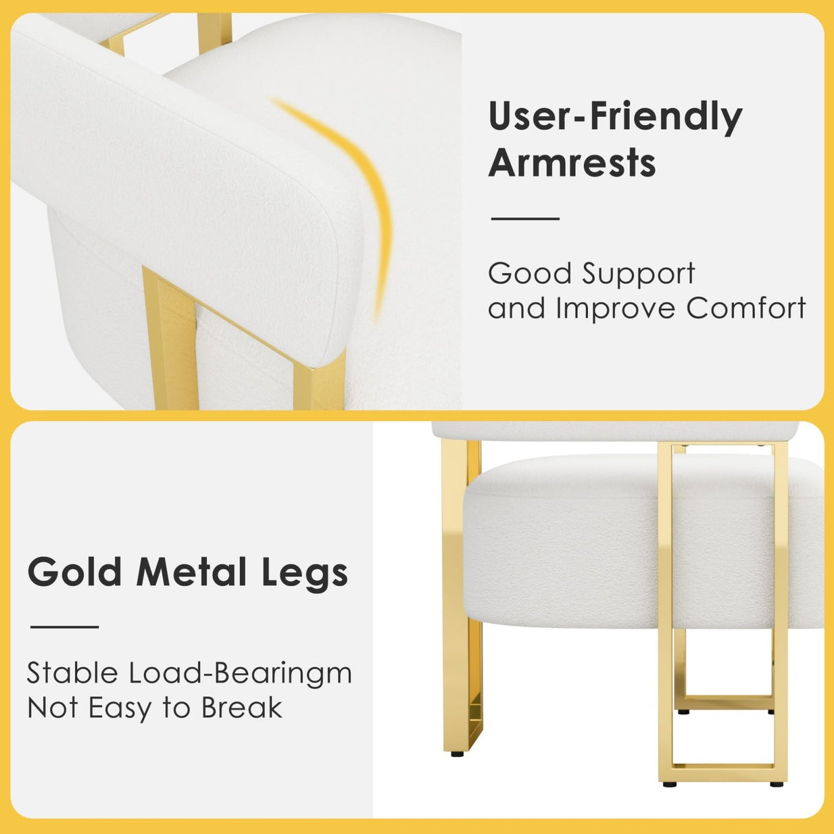 STHOUYN Modern White Accent Chair Set of 2, Boucle Barrel Chairs Set of 2, Arm Chairs for Living Room Bedroom (2, White) STHOUYN