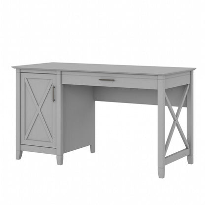 Bush Furniture Key West Computer Desk with Storage | Farmhouse PC Table for Home Office, 54W, Cape Cod Gray - WoodArtSupply