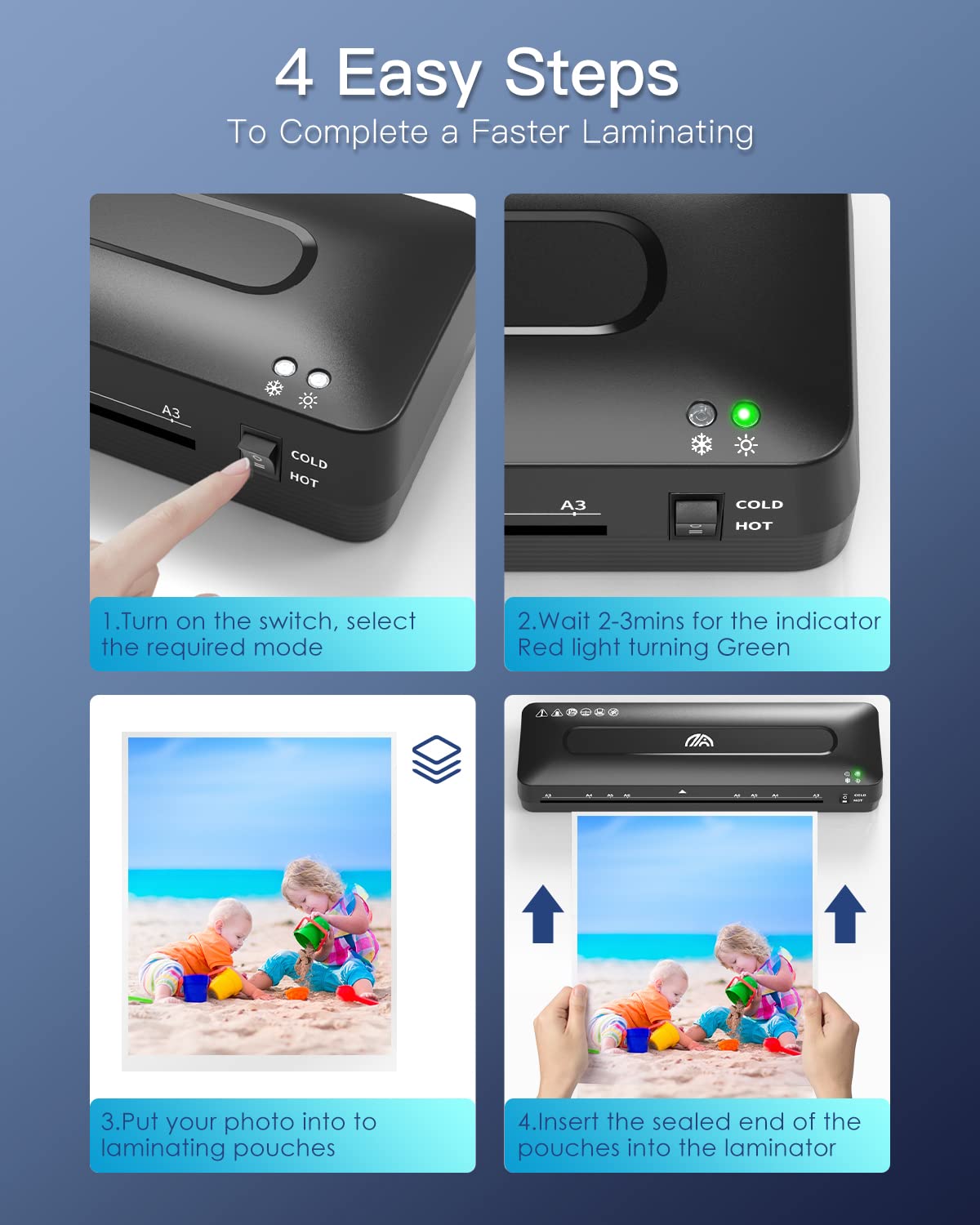 Laminator Machine A3 Laminating Machine - Laminator Machine 11x17, Cold Thermal Laminator with Cutter and Corner Rounder, 13 Inch Laminator Machine with Laminating Sheets for Home Office School MAXDONE