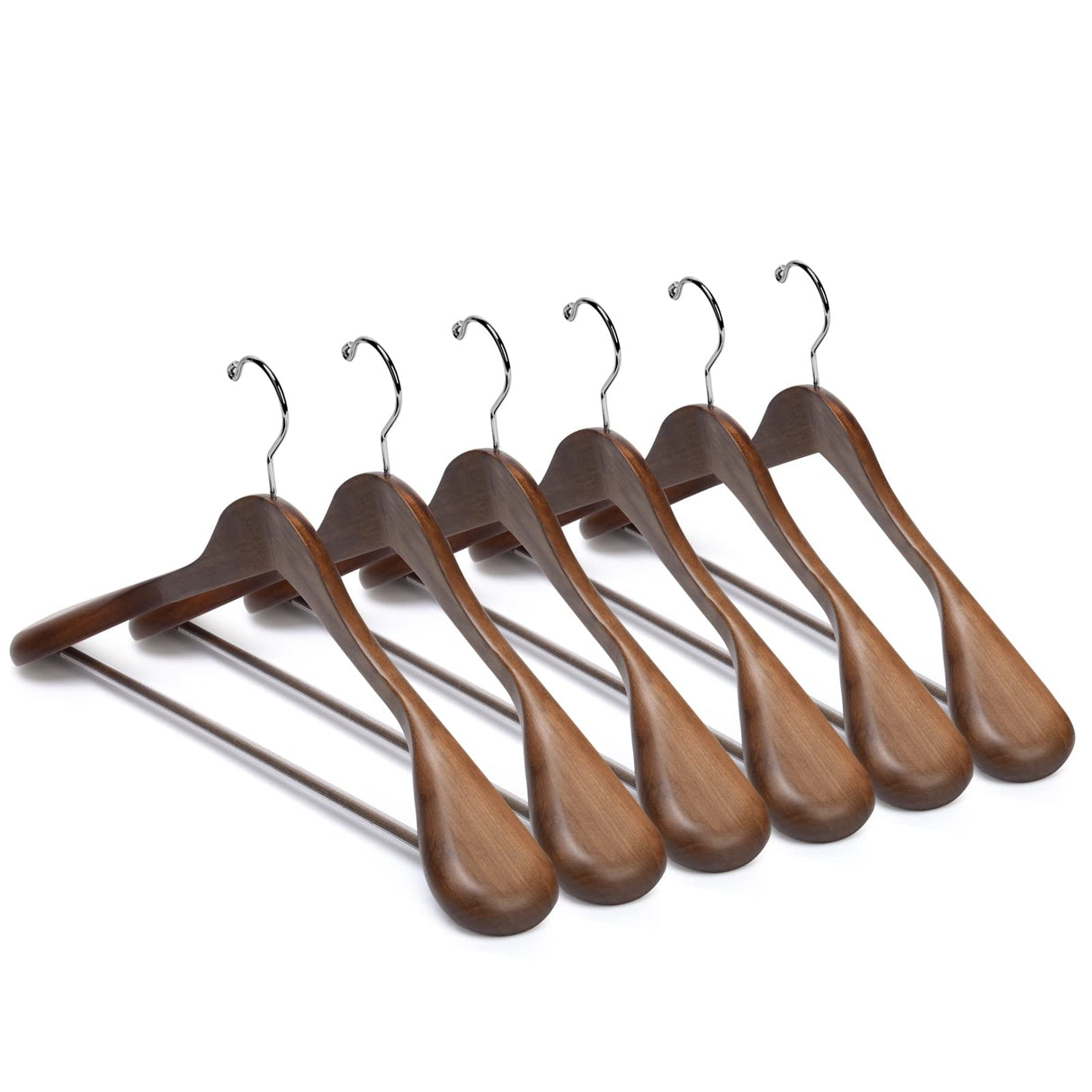 Nature Smile Luxury Wooden Suit Hangers 6 Pack Wood Coat Hangers Jacket Outerwear Shirt Hangers,with Extra-Wide Shoulder, 360 Degree Swivel Hooks & Nature Smile