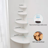 BEUGAWHOO White Oak Floating Corner Shelf - Elegant Wall-Mounted Storage for Plants and Decor BEUGAWHOO