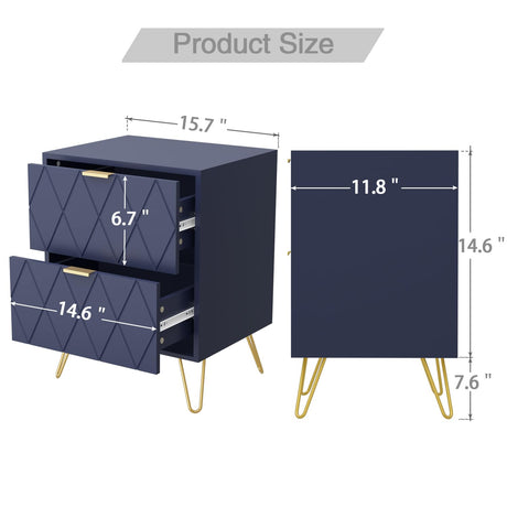 Anbuy Bedroom Sets Navy Blue Sets 3Pcs Large 6 Drawer Dresser and Night Stand Sets for Bedroom, Two Drawers Nightstand Set of 2 & 6 Drawer Dresser Combo 3 Pieces (Navy Blue) Anbuy