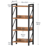 HOOBRO Bookshelf, 4-Tier Industrial Bookcase, Book Shelf Storage Organizer, Small Bookshelf with Metal Frame for Living Room, Bedroom, Home Office, Kitchen, Rustic Brown and Black BF40SJ01 HOOBRO