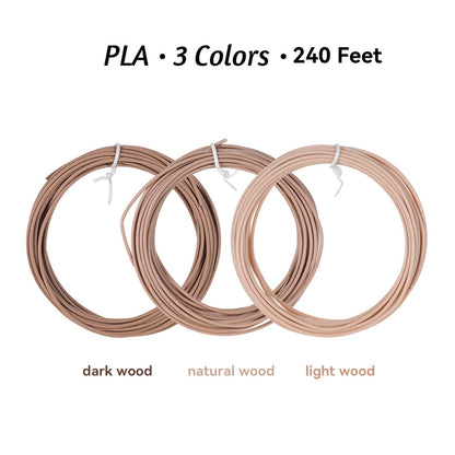 TYJAN3D 1.75mm 3D Pen PLA Filament Refill, 5 Rolls Natural Wood, 5 Rolls Light Wood, 5 Rolls Dark Wood, Each Roll 16 Feet, Total 240 Feet, Pack with 5pcs Finger Caps - WoodArtSupply