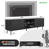 ANJ Modern TV Stand Console with Storage, 63-Inch, Textured Honeycomb Pattern, Black ANJ