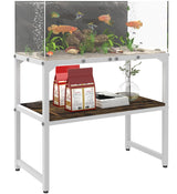 Mondazie 20 Gallon High Rimless Fish Tank Stand with Shelf for Storage, 2 Tiers Metal Aquarium Stand, Breeder Tank Turtle Reptile Terrariums Stand Rack for Home Office, 24" L x 12" W x 20.5" H, White Mondazie