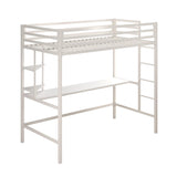 Novogratz Maxwell Metal Twin Loft Bed with Desk & Shelves, Off White/Off White Novogratz