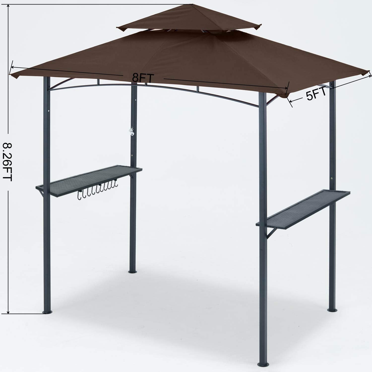 MASTERCANOPY 8 x 5 Grill Gazebo Outdoor BBQ Gazebo Canopy with 2 LED Lights (Brown) - WoodArtSupply