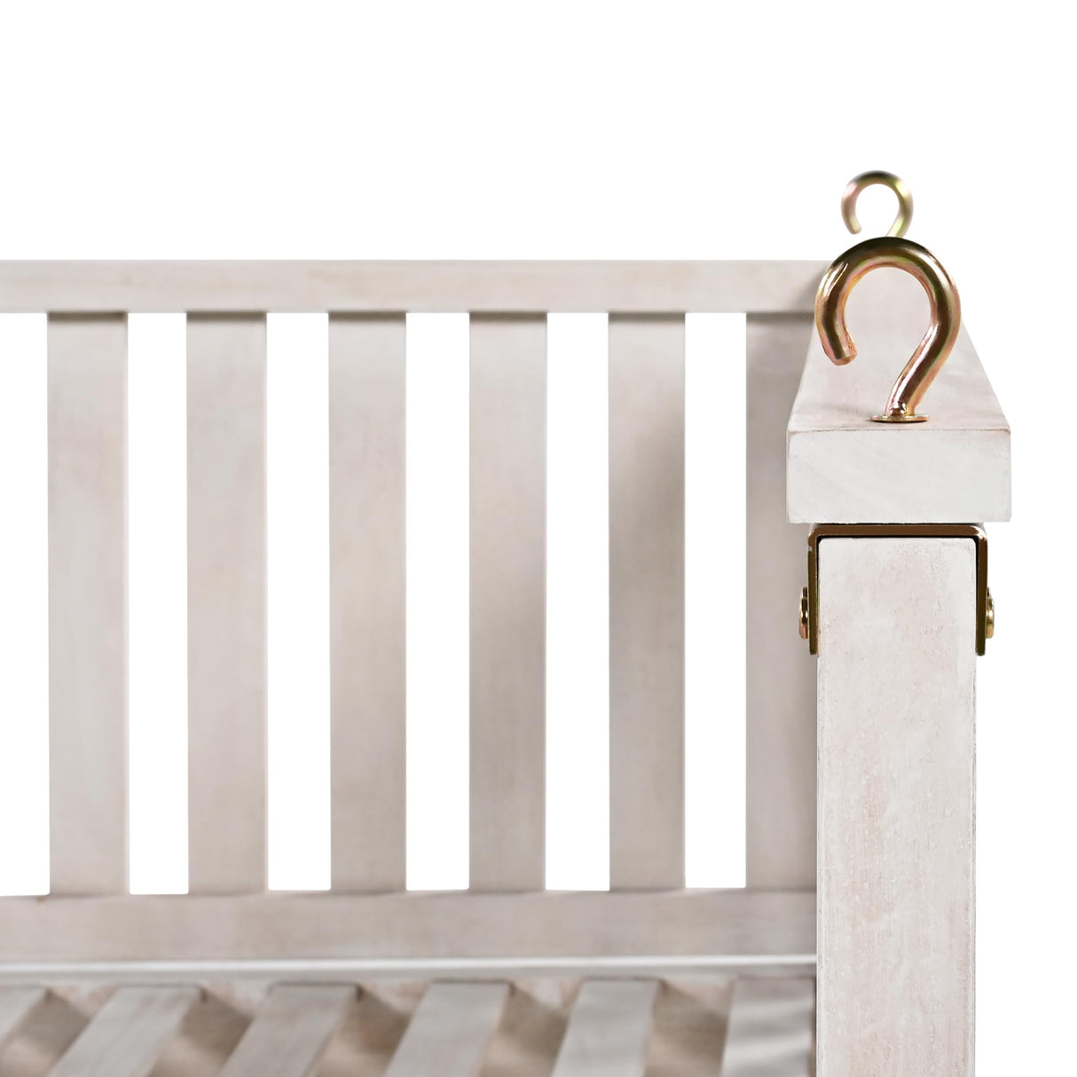 CKLMMC Minimalist 2-Person Acacia Wood Swing Bed, Patio Porch Swing with Ropes for Backyard Garden, Safe Sloped Design,Mattress, Cushions and pillows not included(White/Acacia) CKLMMC