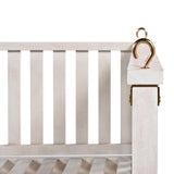 CKLMMC Minimalist 2-Person Acacia Wood Swing Bed, Patio Porch Swing with Ropes for Backyard Garden, Safe Sloped Design,Mattress, Cushions and pillows not included(White/Acacia) CKLMMC