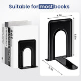 HappyHapi Book Ends, Book Ends Metal Bookends for Shelves,14 Pcs Book End to Hold Books Heavy Duty,Black Non-Skid Bookend,Book Holder Stopper for Shelf Office Home,6.5 x 5.7 x 4.9(7 Pairs, Large) HappyHapi
