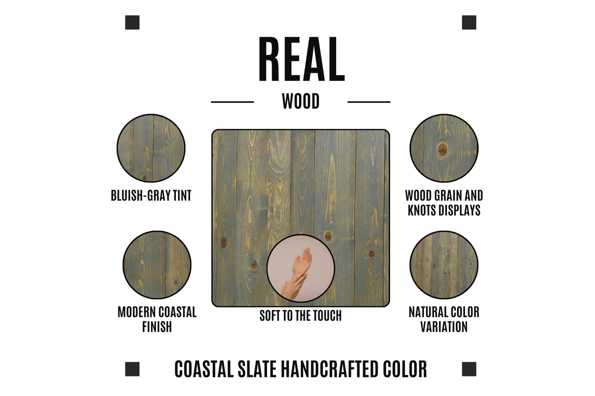 Barn Walls Solid Wood Headboard Queen Size, Coastal Slate Bluish-Gray Finish with Smooth Natural Wood Grain, Handcrafted Wall-Mounted Panels, Coastal Modern Bedroom Decor Barn Walls