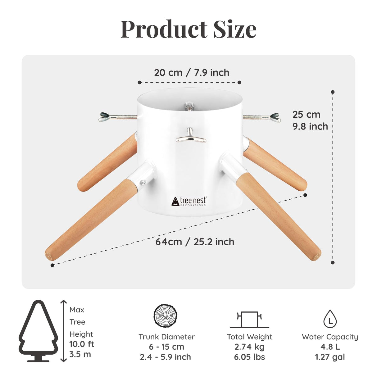 Tree Nest Christmas Tree Stand Base Xmas Modern Tree Metal Holder Stand for 10ft Real Tree Xmas Tree Decoration（Family,White） Tree Nest